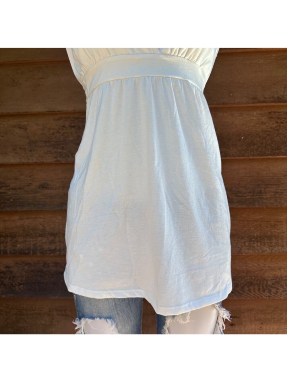 212 New York Womens White Sleeveless Blouse With Lace Shoulders Tie-Back Waist A - Picture 5 of 9